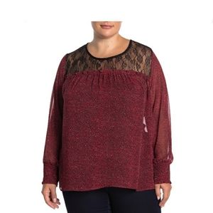 Pleione Lace Yoke Leopard Print Pretty Blouse